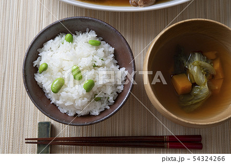 枝豆ごはんと和風スープ 枝豆ごはんと和風スープ 54324266