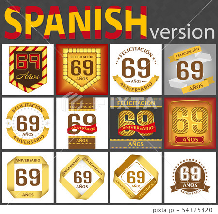 Spanish set of number 69 templates 54325820