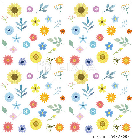 夏の花のパターンイラストのイラスト素材