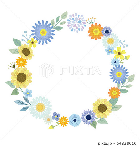 花の円形フレームのイラスト素材