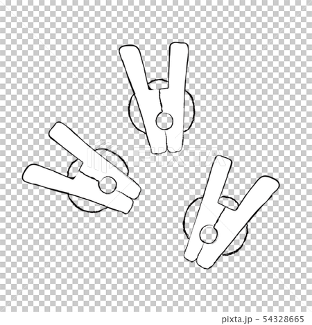 暮らしの小物 せんたくばさみ モノクロアイコンのイラスト素材