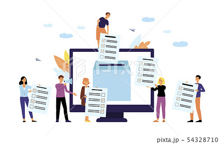 Online polling or survey concept with people flat vector illustration isolated. Online polling or survey concept with people flat vector illustration isolated. 54328710