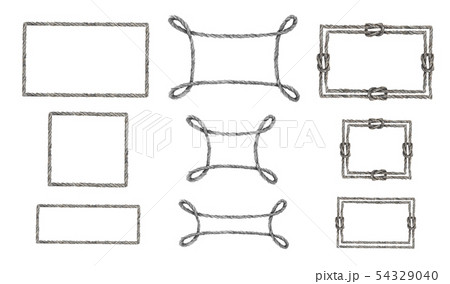 Set of Gray rope frame with knots. Watercolor Set of Gray rope frame with knots. Watercolor 54329040
