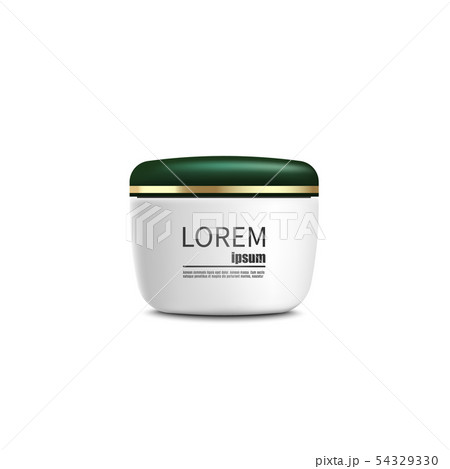 Set of top and side view of cosmetic jars vector illustration mockup isolated. 54329330