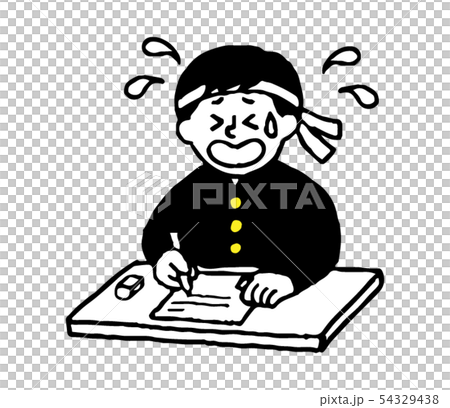 テスト 試験が分からないハチマチ学ラン男子 シンプル のイラスト素材