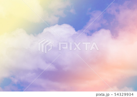 Sweet pastel colored cloud and sky with sun light, 54329934
