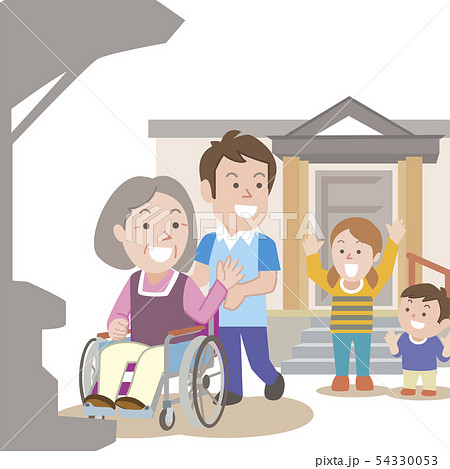 デイサービス見送りのイラスト素材