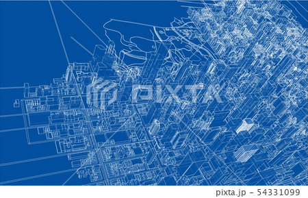 Outline city concept. Wire-frame style Outline city concept. Wire-frame style 54331099
