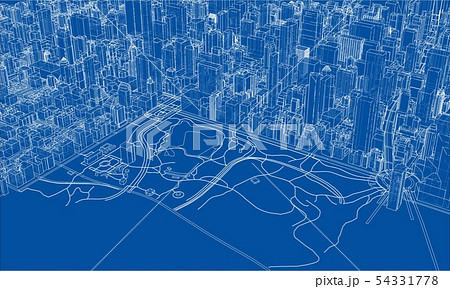 Outline city concept. Wire-frame style 54331778