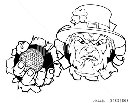 Leprechaun Golf Mascot Ripping Background 54332863