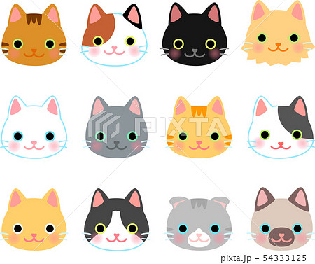 猫の顔のイラストセットのイラスト素材