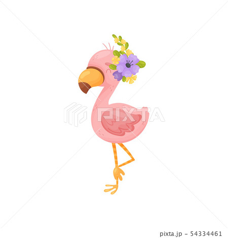 Cute cartoon flamingo. Vector illustration on white background. Cute cartoon flamingo. Vector illustration on white background. 54334461