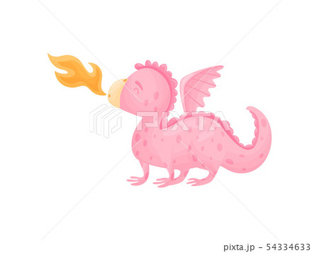 Dragon spews flames. Vector illustration on white background. Dragon spews flames. Vector illustration on white background. 54334633