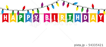 happy birthday party flags banner with fairy... - Stock Illustration  [54335421] - PIXTA