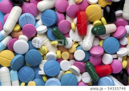 Top view - colorful medical pills and drugs. 54335746
