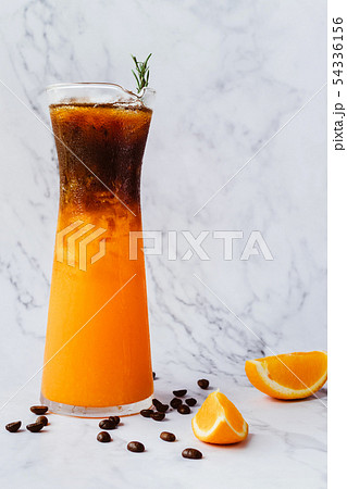 Coffee and orange with coffee bean 54336156