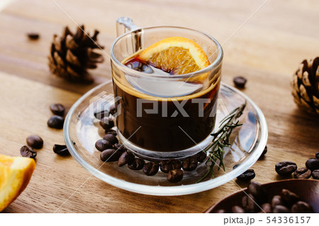 Coffee and orange with coffee bean 54336157