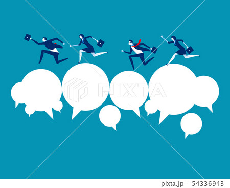 Business team and partner running over speech 54336943