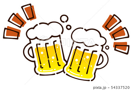 Toast With Beer Mugs Hand Drawn Style Stock Illustration