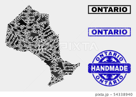 Handmade Composition of Ontario Province Map and Grunge Stamp 54338940