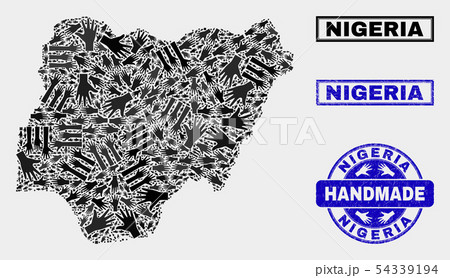 Handmade Collage of Nigeria Map and Distress Stamp 54339194