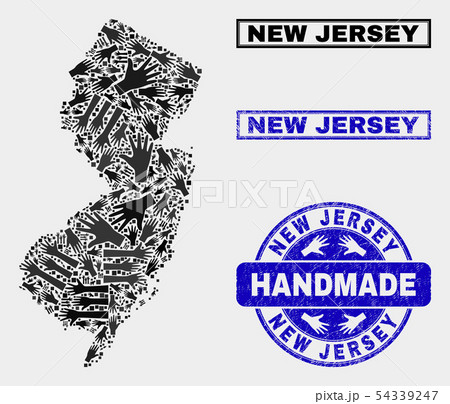 Handmade Composition of New Jersey State Map and Grunge Seal 54339247