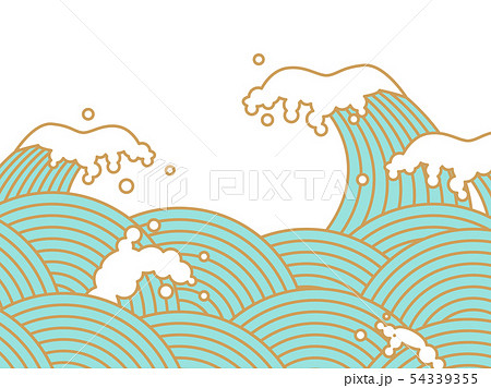 日本の海の波のイラストのイラスト素材