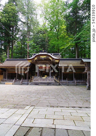 信州　上諏訪　諏訪神社上社　本宮拝殿　全国の諏訪神社の総本山　７年に一度の御柱祭で有名 54339910