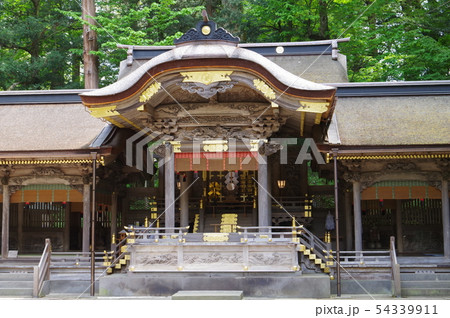 信州　上諏訪　諏訪神社上社　本宮拝殿　全国の諏訪神社の総本山　７年に一度の御柱祭で有名 54339911