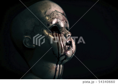Creepy bloody doll in the dark Creepy bloody doll in the dark 54340660