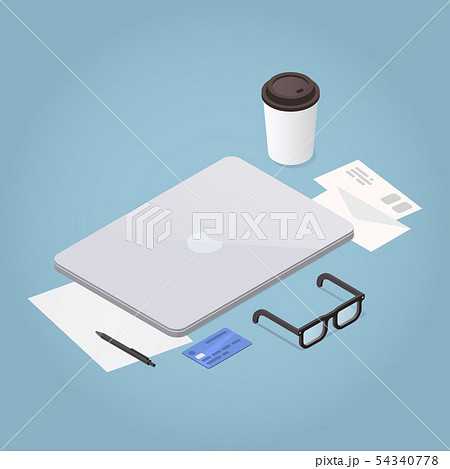 Isometric Laptop Workstation Illustration 54340778