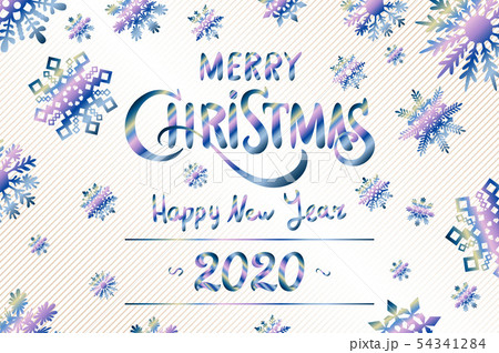 Merry Christmas and Happy New Year 2020 lettering 54341284