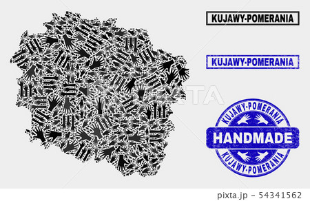 Handmade Composition of Kujawy-Pomerania Province Map and Scratched Seal Handmade Composition of Kujawy-Pomerania Province Map and Scratched Seal 54341562