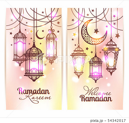 Ramadan Kareem. Islamic background. lamps for Ramadan. Banners set. 54342017