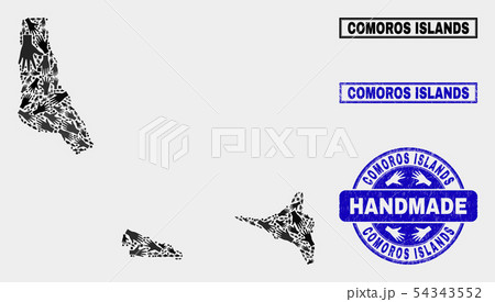 Handmade Composition of Comoros Islands Map and Grunge Seal 54343552