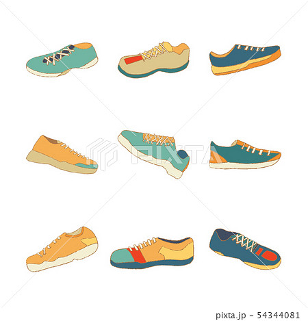 Sport Shoes Sneakers Vector Illustration Set のイラスト素材