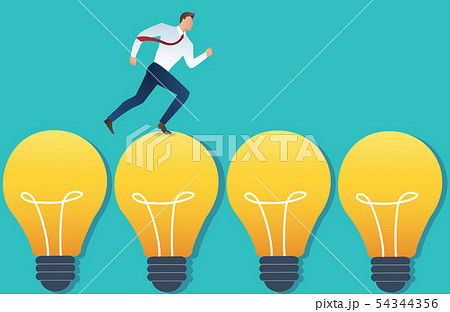 running businessman on light bulb idea concept running businessman on light bulb idea concept 54344356