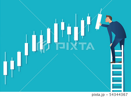 man on ladder with candlestick chart background man on ladder with candlestick chart background 54344367