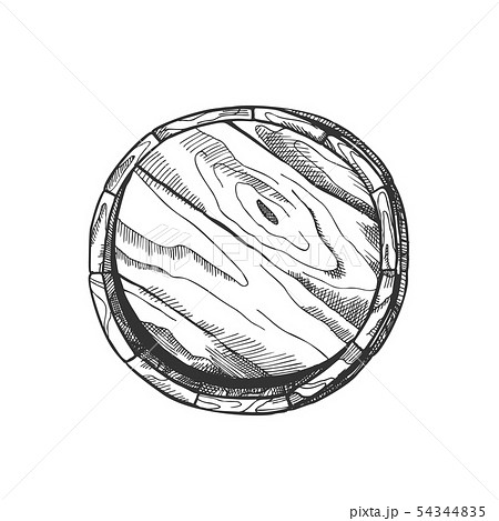 Winery Drawn Wooden Oak Barrel Front View Vector 54344835