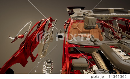 Disassembled Car with Visible Parts 54345362