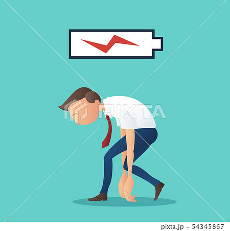 businessman tired of working with low battery  54345867