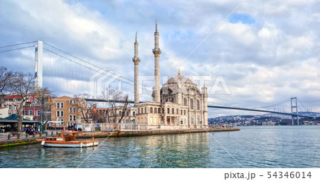 Ortakoy mosque, Bosporus bridge, Istanbul, Turkey 54346014