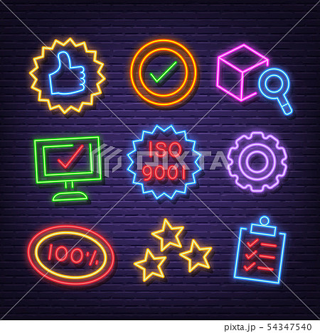 quality control neon icons quality control neon icons 54347540