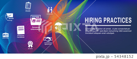 Hiring Practices icon set and web header banner 54348152