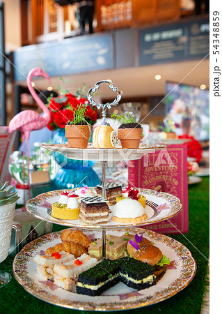 Magical and colorful set of afternoon tea Magical and colorful set of afternoon tea 54348859