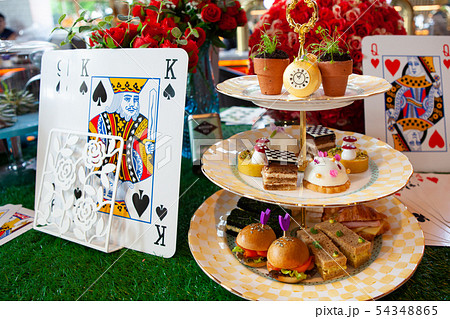 Magical and colorful set of afternoon tea  Magical and colorful set of afternoon tea  54348865