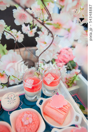 Sweet Sakura or Cherry Blossom afternoon tea set 54348887