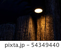 Dim light bulb on the background of a wooden log 54349440