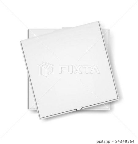 Vector 3d Realistic Blank White Pizza Box Template Closeup Isolated on White Background. Mockup for 54349564