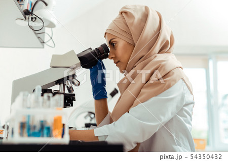 Intelligent young woman focusing on her research Intelligent young woman focusing on her research 54350432